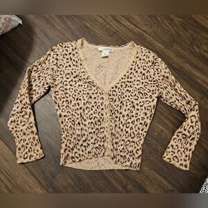 Lace Button Up Leopard Pe
